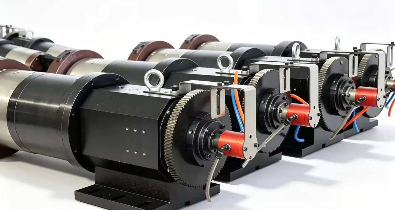 Rear-chuck assemblies for laser tube cutting machines with pneumatic rotary unions and visible air connections