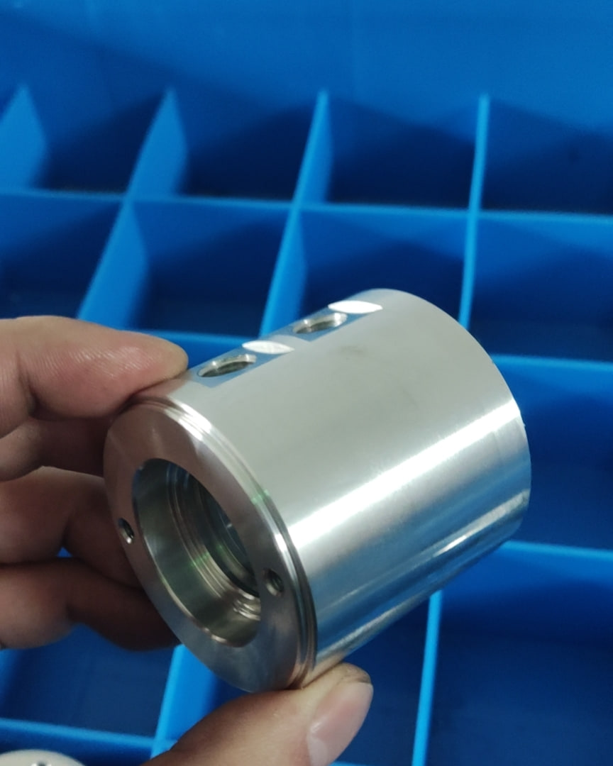 Machined stator housing before external color anodizing