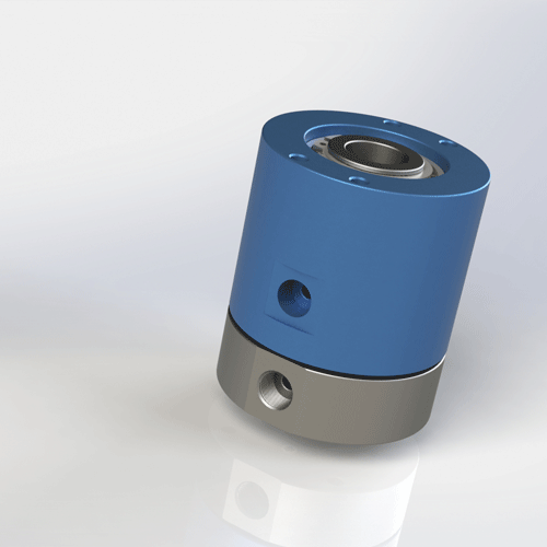 BP-2P-16-0001 2-in-2-out 16mm bore flange mount blue anodized